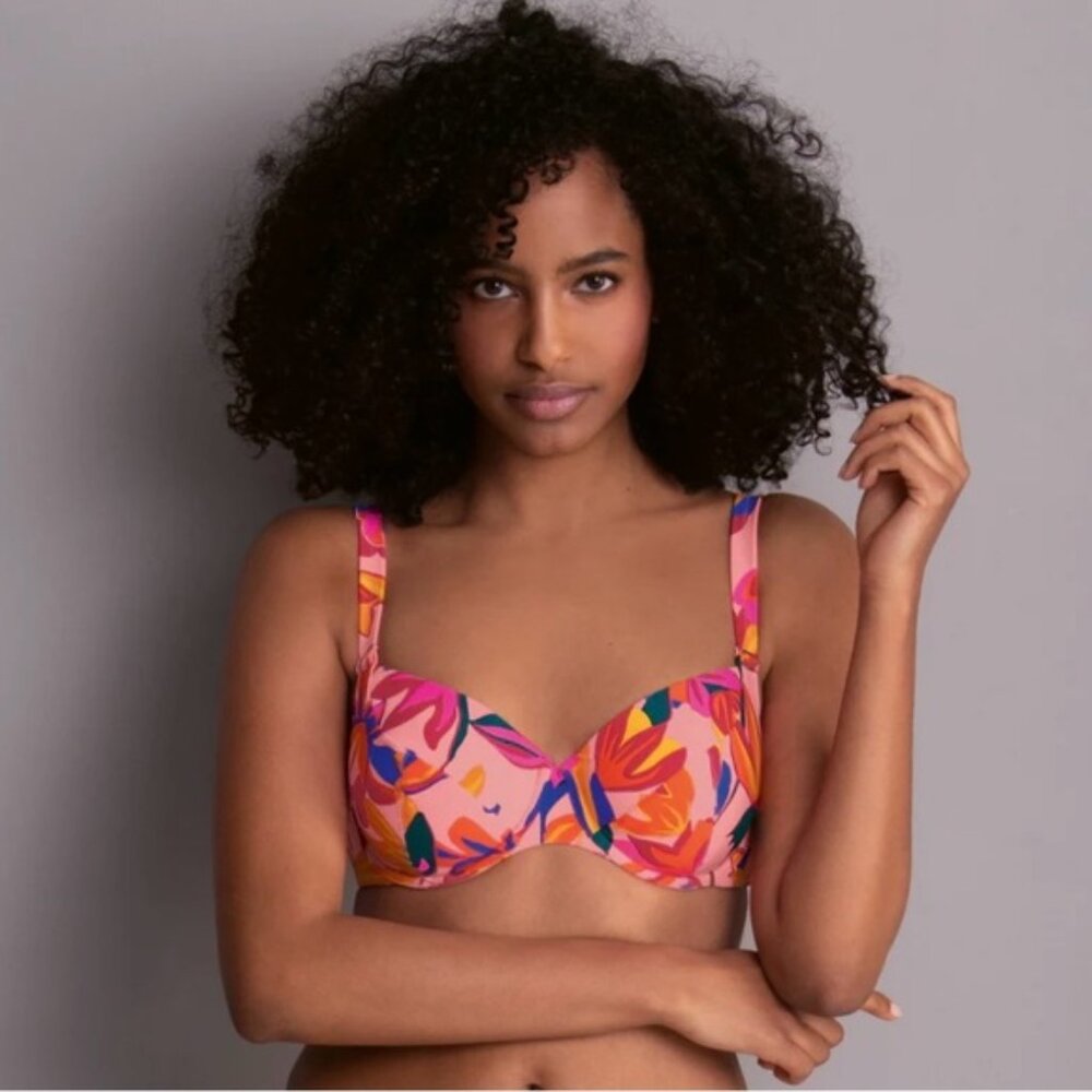 Vibrant Pink Floral Bikini Top